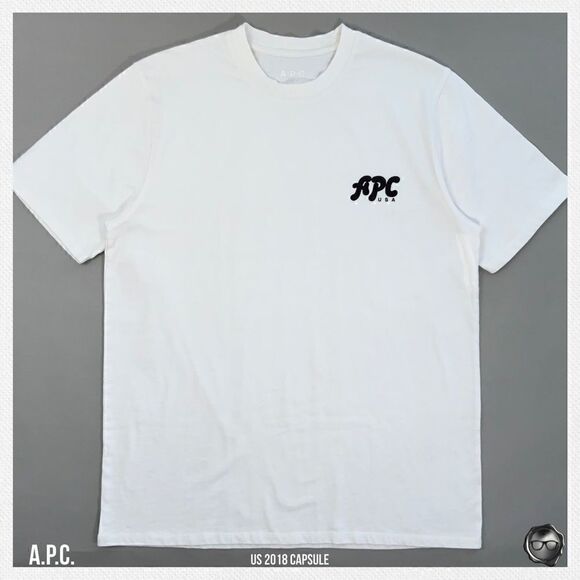 A.P.C. MICHAEL COTTON T-SHIRT IN WHITE / BLACK LOGO 2018 U.S. SEASONAL CAPSULE - Picture 9 of 10